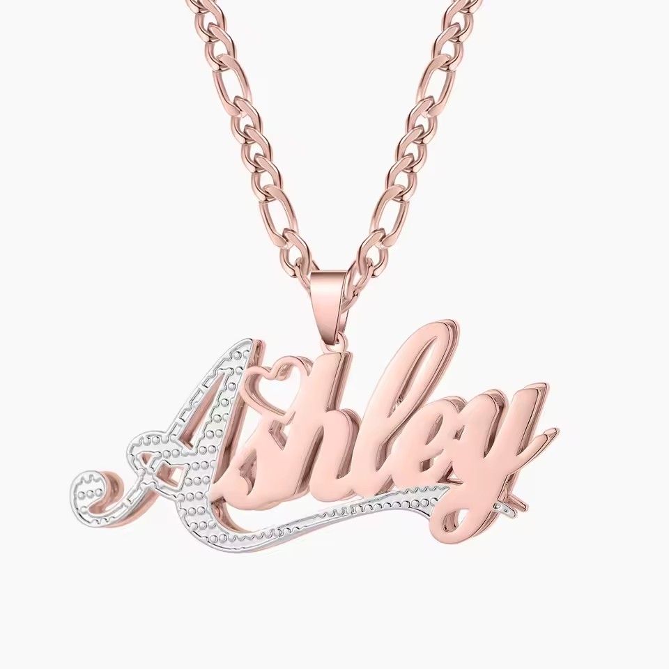 Layered Necklace Set - 18K مطلية بالذهب اسم مخصص طبقة