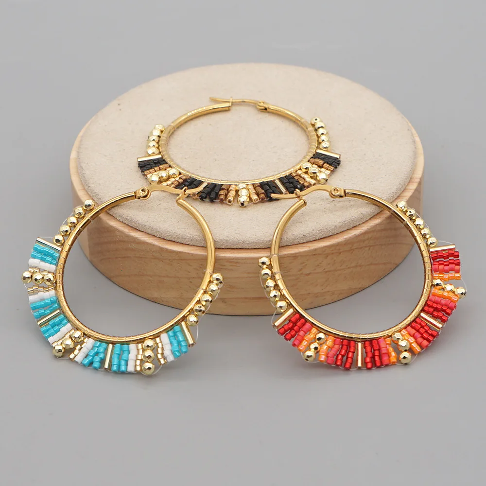 Statement Earrings Oversized - الأقراط دائرة كبيرة اليد الديكور بوهيميا