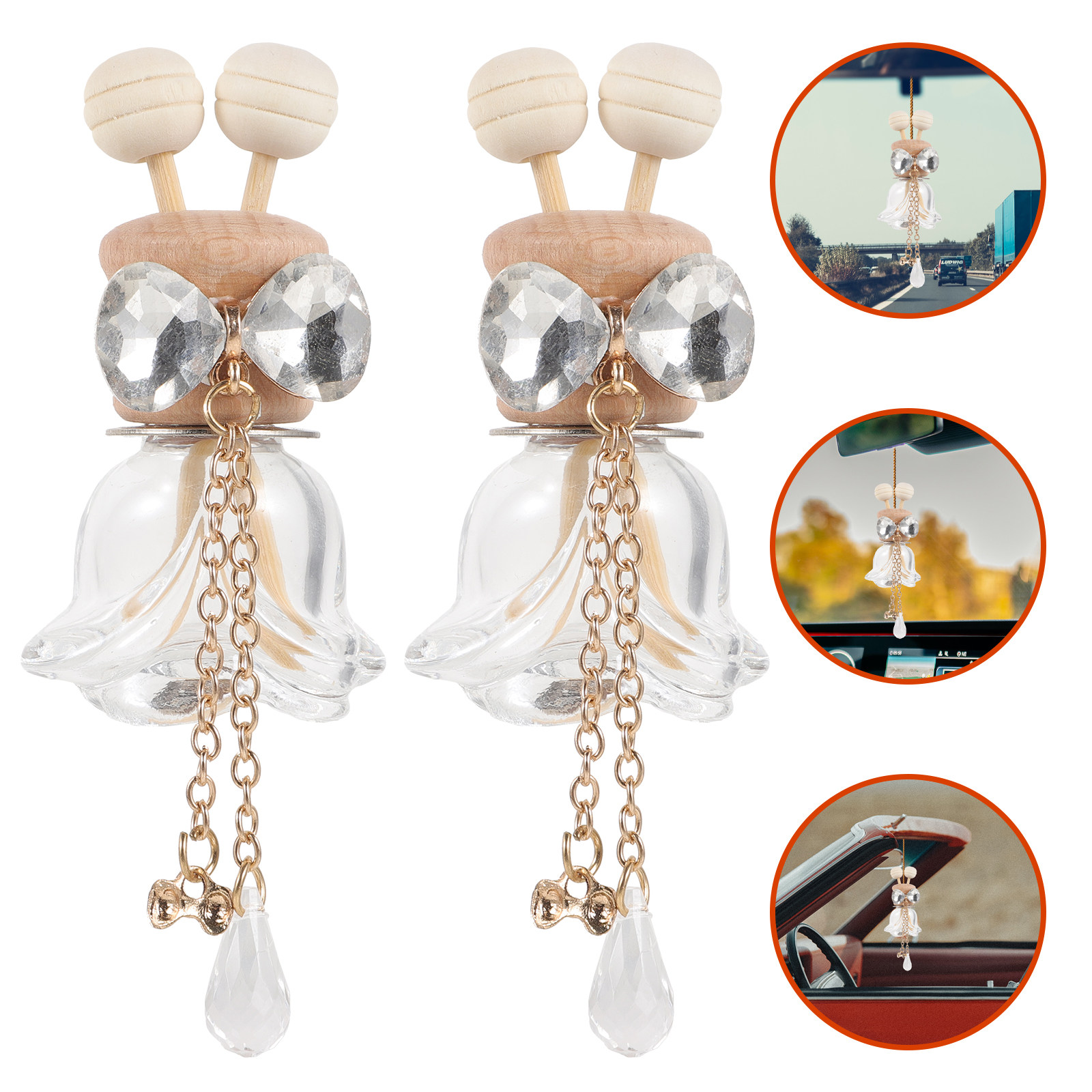 Women Accessories Outlet - زجاجتان معطرات هواء للسيارة من الزجاج،