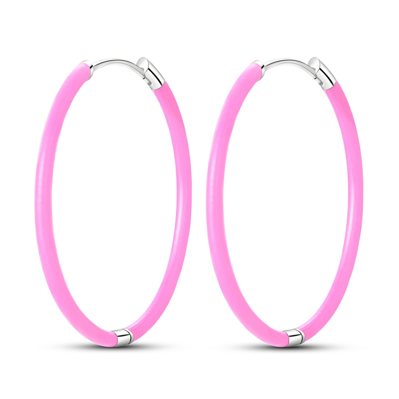Statement Earrings Oversized - 925 فضة أقراط النساء تألق الوردي