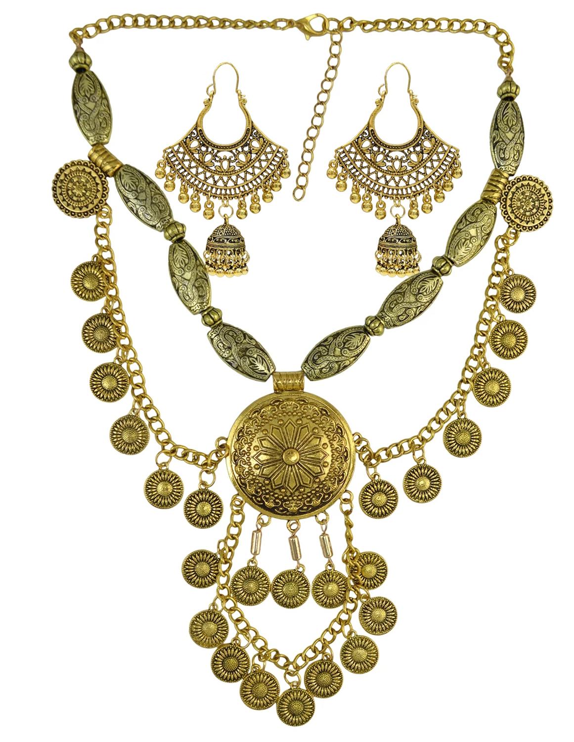 Statement Earrings Oversized - طقم قلادة شوكر كبيرة وأقراط بوهو