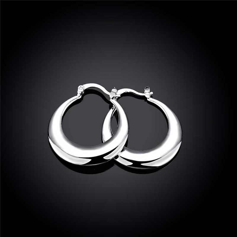 DOTEFFIL 925 فضة دائرة السلس U - مراجعة Statement Earrings Oversized وسعره