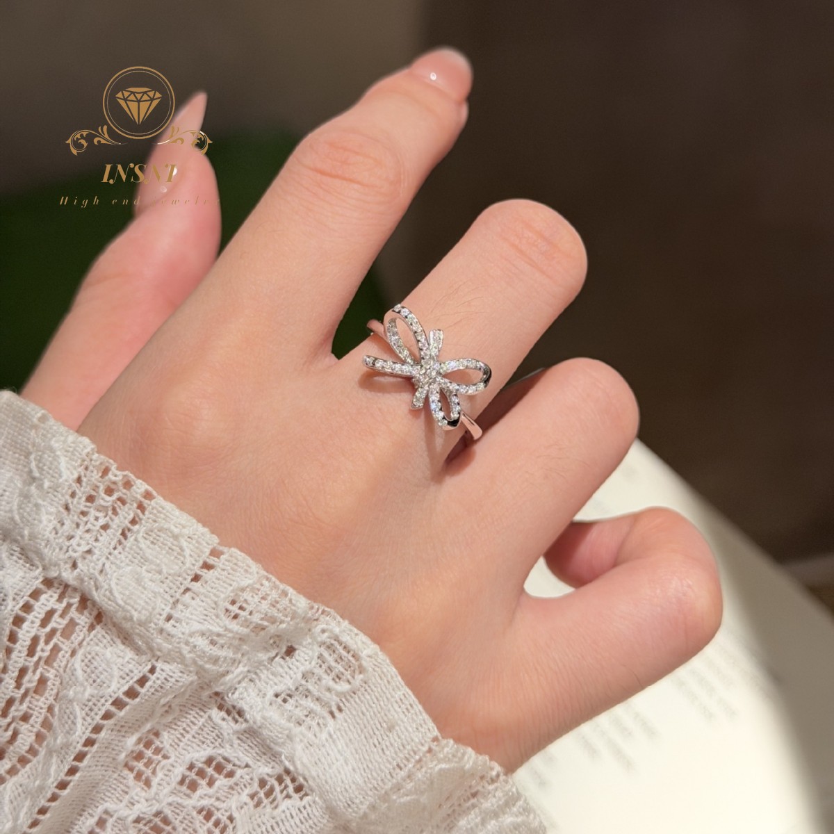 خاتم فضي مرصع بالألماس الكامل  - مراجعة Women'S Affordable Accessories وسعره