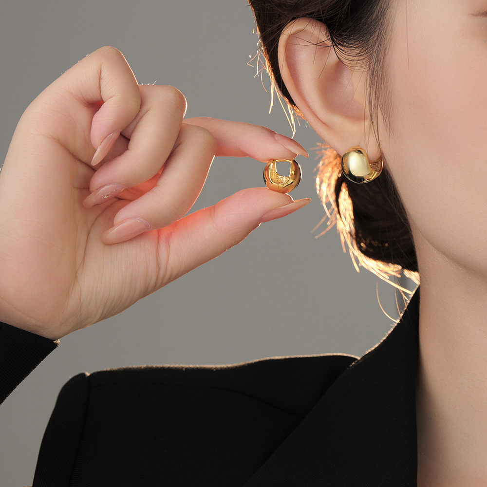 أقراط دائرية كروية من الفضة ال - مراجعة Statement Earrings Oversized وسعره