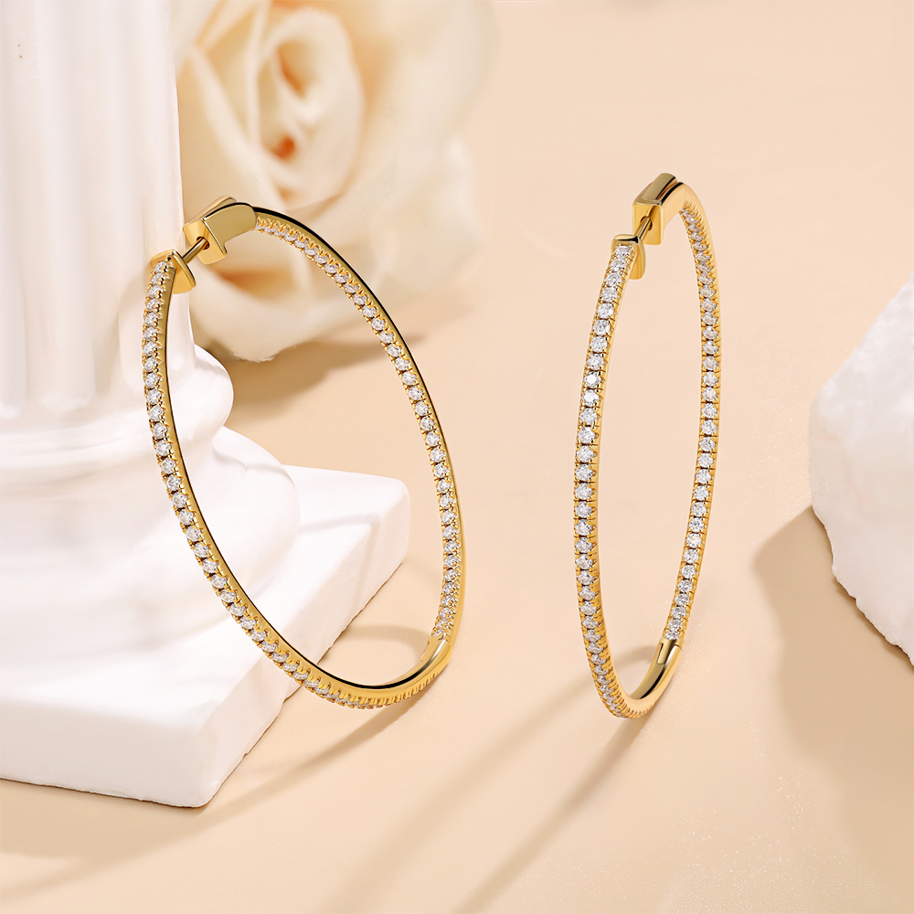 أقراط حلقية من الموسانيت ذهبية - مراجعة Statement Earrings Oversized وسعره
