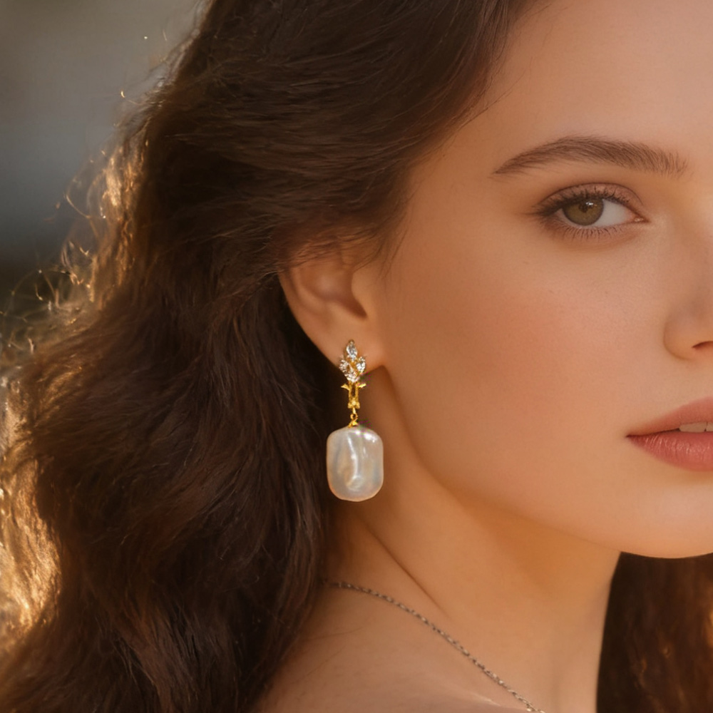 أقراط طويلة من اللؤلؤ الطبيعي  - مراجعة Statement Earrings Oversized وسعره